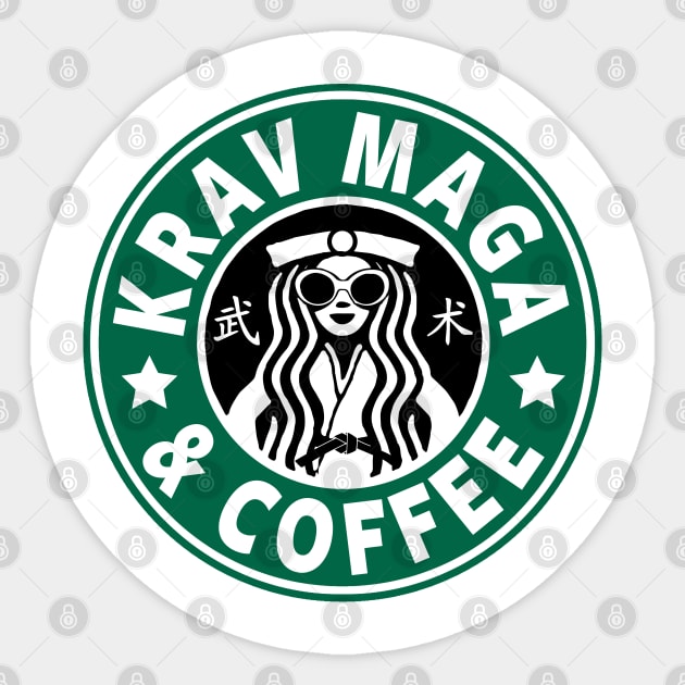 KRAV MAGA AND COFFEE - FUNNY KRAV MAGA Sticker by Tshirt Samurai